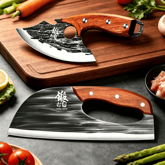 Plys Cleaver Knife Set, 2 Pack Effort Saving for Cutting Meat Vegetable, Sharp Stainless Steel Carbon Cooking Viking Knifves for Kitchen