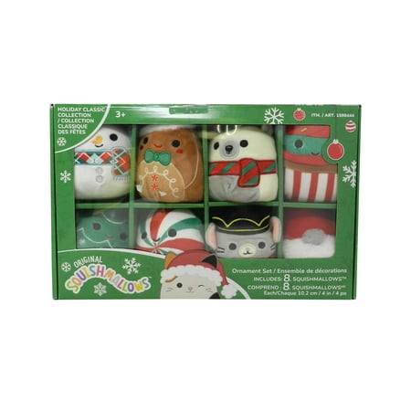 Kellytoy Original Squishmallows Holiday Classic Ornament Mini Plush 4 8 Pack