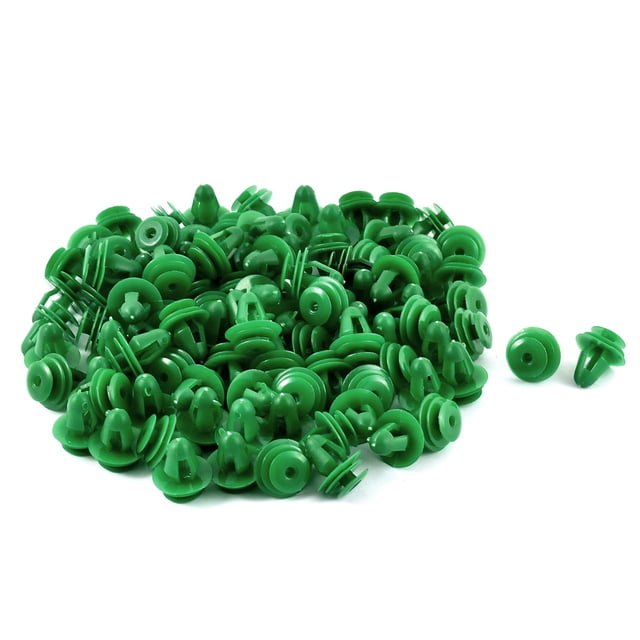 100 Pieces Auto coche verde plástico Remaches Cierre Puerta Clips para 8mm Agujero