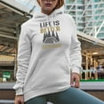 thumbnail image 2 of Life Is Better Outdoors, White Hooded Sweatshirt or Hoodie, XL, 2 of 5