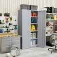 thumbnail image 2 of Crownland 72" Metal Storage Cabinet, Lockable Garage Storage Cabinets, High Office Cabinet with Adjustable Shelves for Garage, Home Office, Pantry, File(Cement Grey), 2 of 15