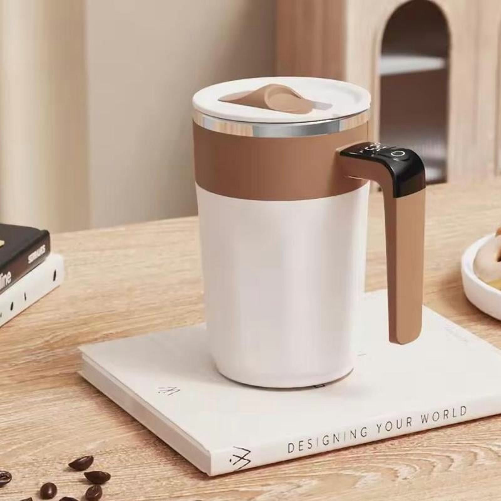 Automatic Stirring Coffee Cup, USB Rechargeable Stainless Steel Magnetic Mixing Cup with Temperature Display, Household Kitchen Appliances for Home Office