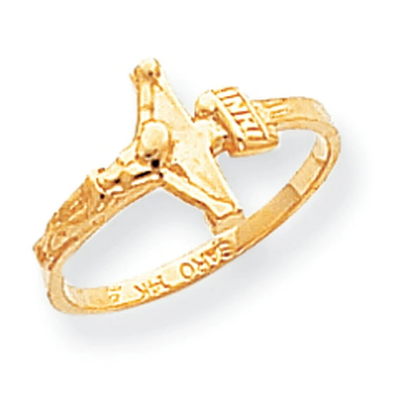 14K POLISHED GOLD CRUCIFIX RING : 5.5