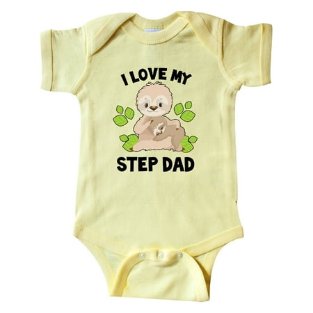 

Inktastic Cute Sloth I Love My Step Dad with Green Leaves Gift Baby Boy or Baby Girl Bodysuit