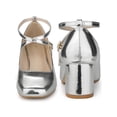 thumbnail image 5 of BLISSFUL STEP Square Toe Crisscross Strap Block Heel Pumps for Women, 5 of 5