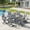 Gray-Gray, variant on Vicllax 5-Piece Round Patio Dining Set, 41" Round Outdoor Table with Umbrella Hole and 4 Padded Swivel Chairs for Lawn, Garden, Graywood & Gray
