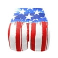 thumbnail image 6 of SHOPESSA Fashion Womens High Waist July 4th Independence Day American Flag Printed Cross Workout Short Womens Yoga Short Pants L, 6 of 6