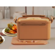 E-Jen Premium Kimchi, Sauerkraut Probiotic Fermentation Container with Inner Vacuum Lid (Earthenware Brown, 3.1 gal/ 12L)