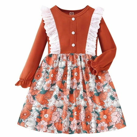

Baby Girl Clothes Baby Cute Dress Ruffle Sleeve Onesie Romper Floral Suspenders Skirt Spring Autumn Toddler Baby Girl Flower Mesh Bowknot Long Sleeve Dress Princess Dress 18 Months -6 Years