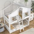 thumbnail image 4 of Twin over Twin House Bunk Bed with Roof , Window, Window  Box, Door , with Safety Guardrails and Ladder, 4 of 10