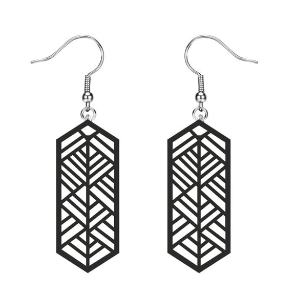 Geometric Cutout Dangle Earrings for Women Lightweight Black Statement Earrings Modern Boho Hollow Drop Earrings Fashion Jewelry Gift for Her