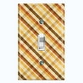 thumbnail image 1 of Metal Light Switch Plate Outlet Cover Yellow Orange Brown Plaid Wallpaper WAL032, 1 of 13