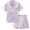 02-Light Purple, variant on 5-12Y Girls Boys Pajamas Satin Pajama Set Silk Pjs Short Sleeve Sleepwear Kids Button-Down Nightwear