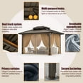 thumbnail image 5 of HOTEEL 10' x 12' Hardtop Gazebo, Outdoor Steel Double Galvanized Roof Canopy, Aluminum Frame Permanent Pavilion Metal Gazebo with Curtains and Netting, Sunshade for Patios, Gardens, Lawns, Brown, 5 of 9