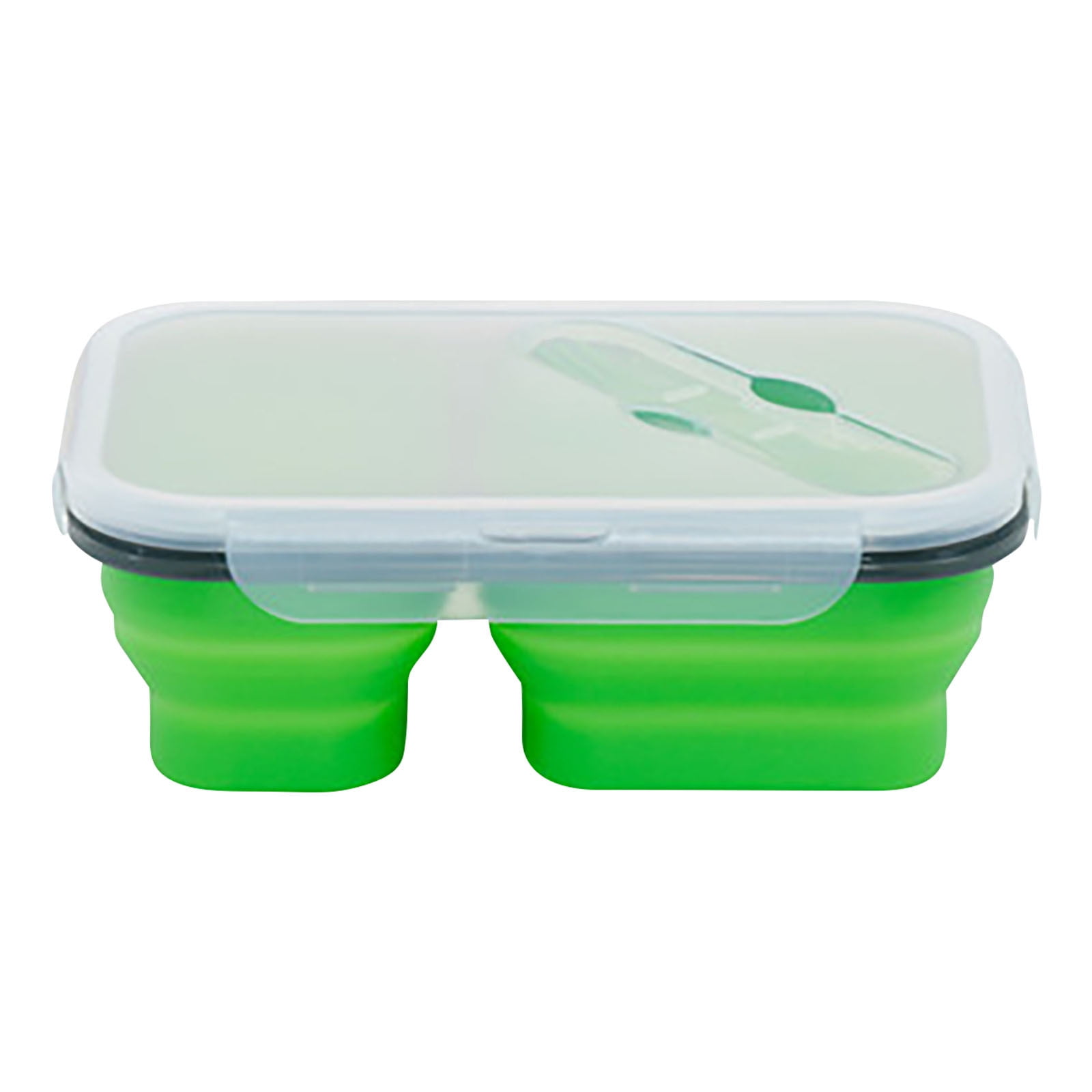 Premium Airtight Lunch Compartment, Snap-Top folding Dishwasher Box , Spoon 2 Bento Lid, Box, and XMMSWDLA Silicone, Microwave Safe,with