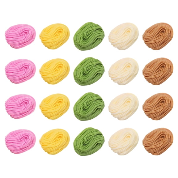 Uxcell Dollhouse Miniature Food, Cute Mixed Colorful Noodles Figures Toys Mini Resin Foods for Pretend Play Kitchen Cooking Game & Doll House Decor (Mixing Colors, 20pcs)