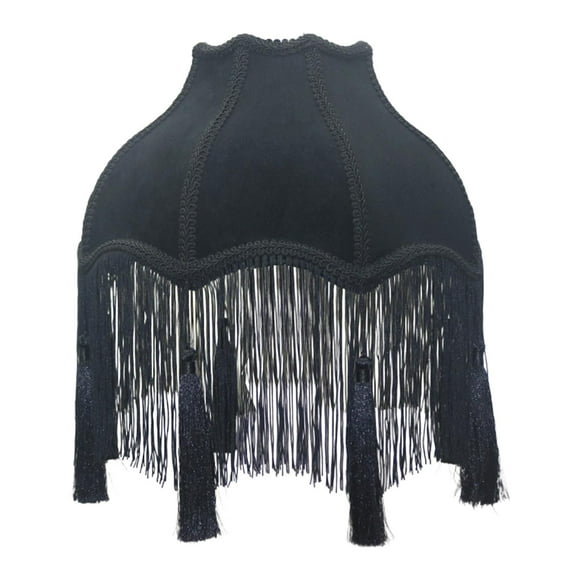 Pantalla de lámpara de terciopelo en forma de campana, estilo victoriano, casquillo E27, clásica, con borlas y flecos, ideal para salón, hotel u