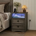 thumbnail image 6 of LGHM Nightstands Set of 2 with Charging Station & LED Light, Bedside Table with 2 Drawers for Bedroom, Living Room, Gray, 6 of 8