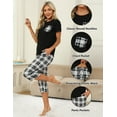 thumbnail image 4 of Women's Short Sleeve Pajamas Sets with Capri Pants 2 Piece Womens Capri Pajama Sets with Pockets Summer Plaid Print Sleepwear Set for Women, S-XXL, 4 of 11