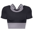 thumbnail image 5 of DAFEI Workout Tank Tops for Women Side Ruched Short Sleeve High Neck Crop Top Summer Athletic Gym Shirts, 5 of 5