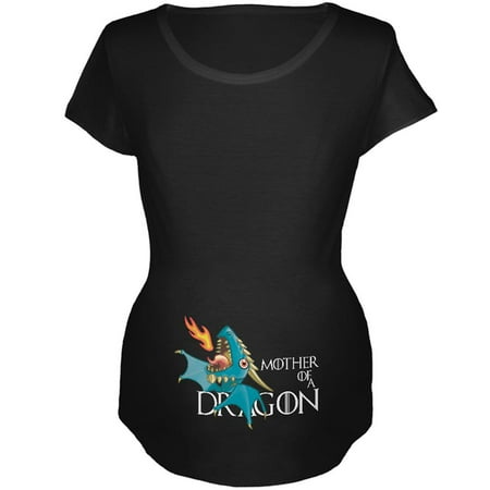 

Mother of a Dragon Cute Blue Fire Maternity Soft T Shirt Black X-LG