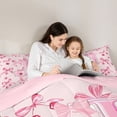 thumbnail image 4 of Manfei Girly Cherry Bow Design Twin Comforter Sets For Girls,Letter J Alphabet Initial Bedding Set,Pink Reversible,2-Piece, 4 of 7