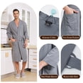 thumbnail image 4 of FashGudim Men's Lightweight Cotton Knit Kimono Bathrobe, Gray, 4 of 6