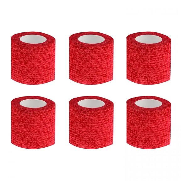TUWAFE 6Pcs Tattoo Grip Tape Red, 2.95"X 5Yards Disposable Cohesive Tattoo Grip Cover Wrap Elastic Bandage Handle Grip Tube for Tattoo Machine Tattoo Grip Accessories