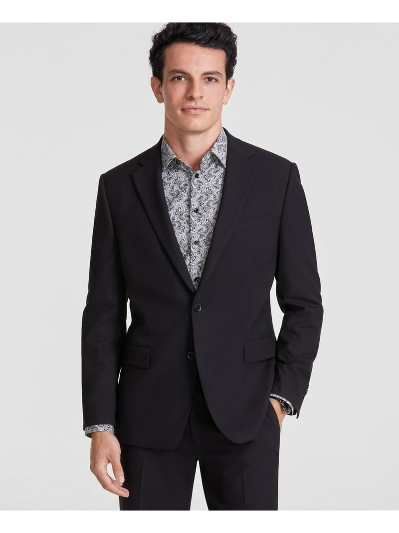 Tallia Mens Slim fit Suit Jacket Blazer 44 S Black Solid Stretch