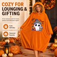 thumbnail image 5 of Halloween Pumpkin Oversized Wearable Blanket Hoodie Cozy Plush Lounger Robe | Jack O Lantern Hooded Wearable Blanket Oversized, M, 5 of 7