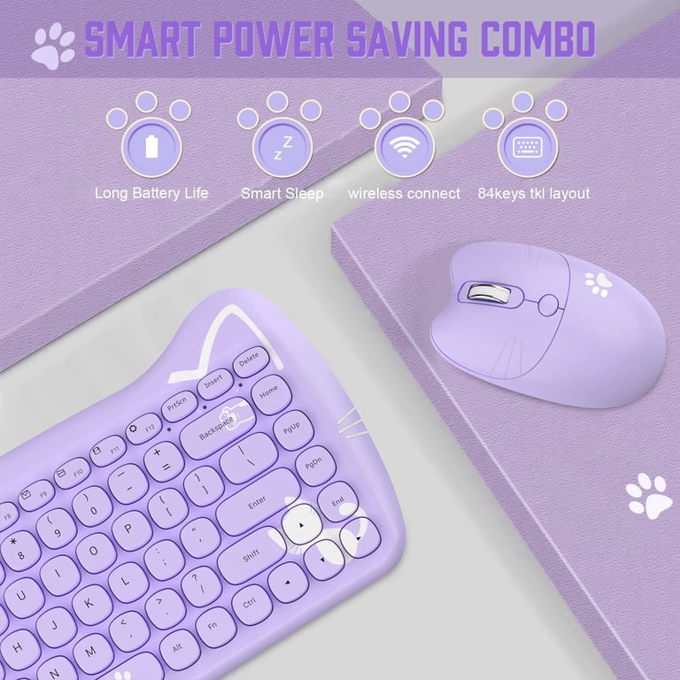 Ajazz Ajazz Wireless Keyboard and Mouse,2.4GHz Wireless Retro Cute