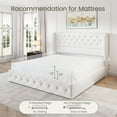 thumbnail image 5 of Breltam King Size Bed Frame with 4 Storage Drawers, Wingback Tufted Headboard, LED Lights, White Velvet Upholstered Platform Bed, No Box Spring Needed, 5 of 9
