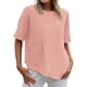 thumbnail image 1 of Moda mujer verano casual manga corta cuello redondo blusa sólida camiseta Wmkox8yi  bvn1239, 1 of 4