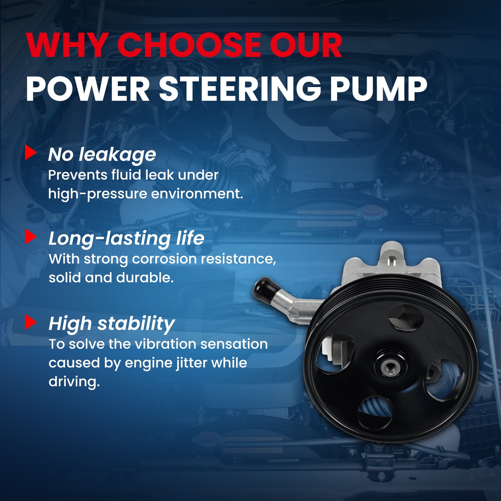 MOCA AUTOPARTS Power Steering Pump Fit for 2002-2011 Nissan X-Trail 2.5L & 2007-2013 Nissan Altima 2.5L