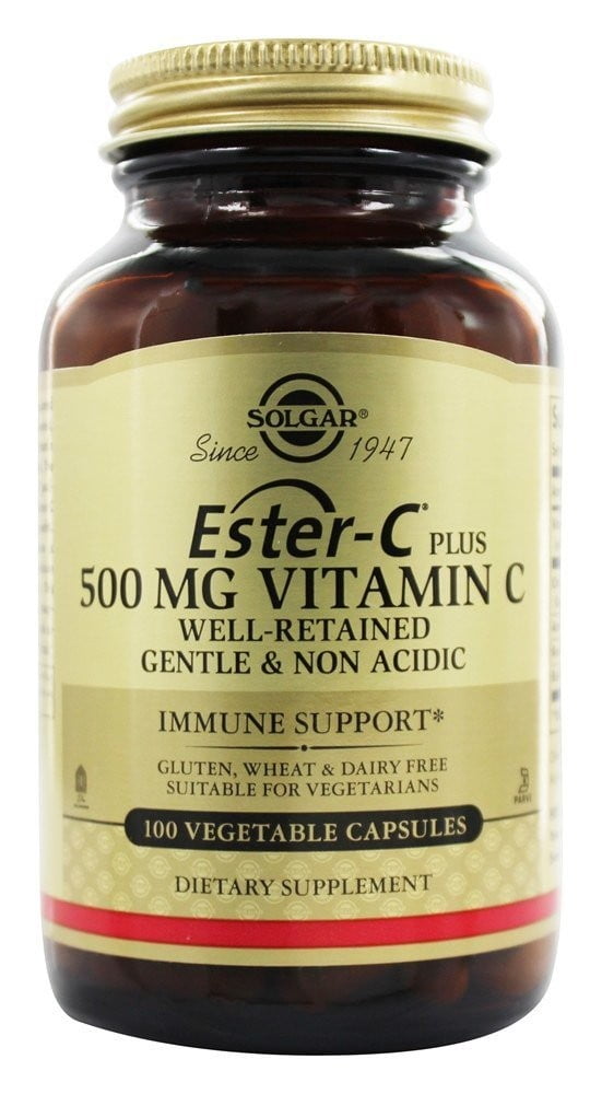 Solgar Ester C Plus Vitamin C 500 mg, 100 Vegetarian Capsules-2 Pack