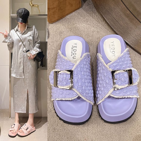 2024 Summer Women Large Boken Slippers Outdoor Wearing Couples Indoor Soft Sole Bathroom Anti Slip Super Sandals Slippers Trend