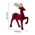 thumbnail image 5 of Christmas Red Flocked Reindeer Decorations, Standing Deer Figurines for Tabletop, Mantel, Shelf & Office, Elegant Velvet Deer Ornaments for Indoor Holiday Display, Winter Xmas Home Décor, 5 of 8