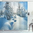 thumbnail image 1 of Ambesonne Winter Shower Curtain, Blue Sky Tree Footprints, 69"Wx84"L, Blue White, 1 of 3