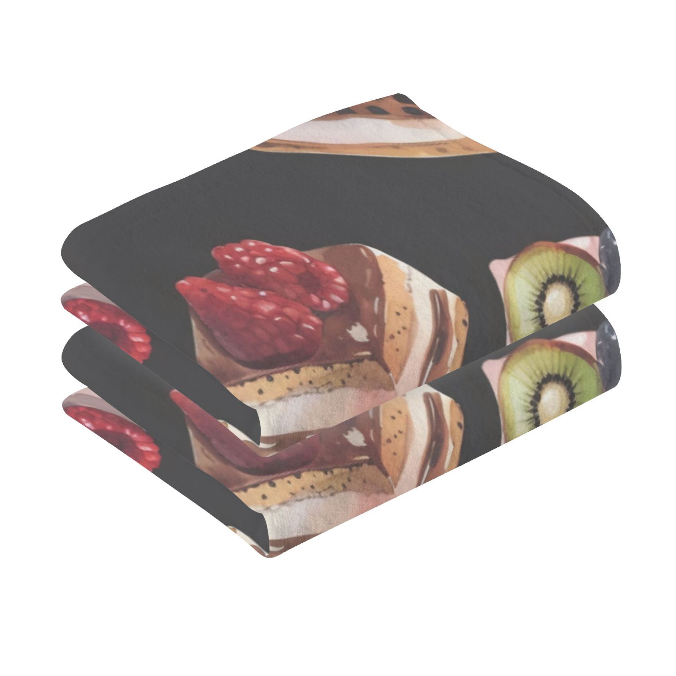 Cotton Towel Two-Piece 16x28 Inch One Sizex2 Face Towel Set Towel Set Cotton Hand Bath Towel Bathroom Beach Black Cake