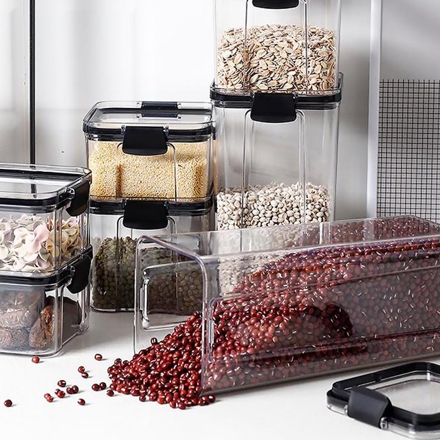 Wosthever Cocina Contenedor almacenamiento de alimentos Cereal Caja seca Despensa Plástico 700ml
