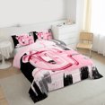 thumbnail image 3 of Manfei Black Pink Ombre Queen Comforter Set 3 Pieces for Girls, Bow Knot Monogrammed Bedding Sets, Personalized Letter G Bedding Comforter Set, Super Cozy Room Decor, 3 of 8