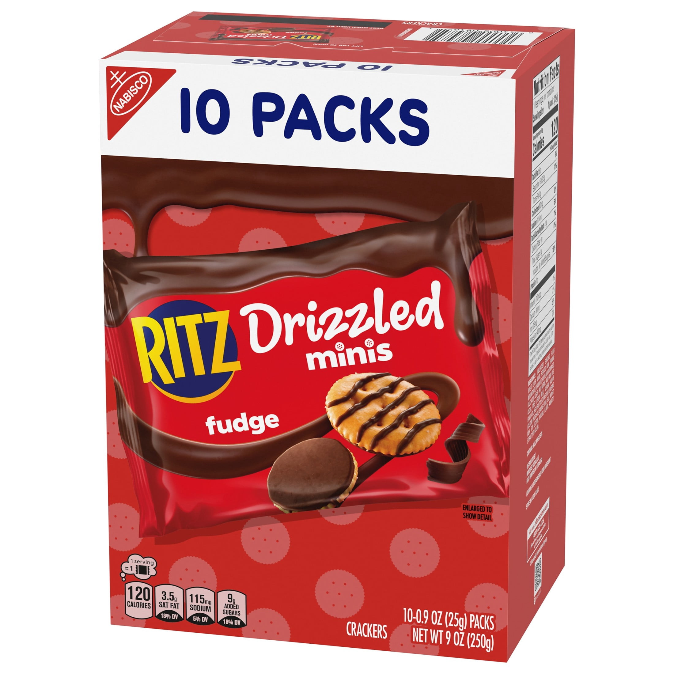 RITZ Drizzled Minis Fudge Crackers, Bulk Lunch Snacks for Kids and
