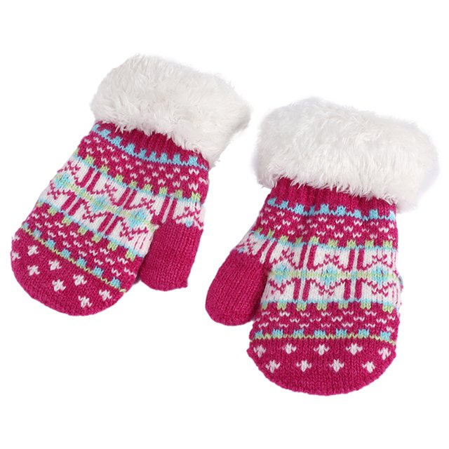 Guantes lindos y nuevos para niños Guantes cálidos de felpa, rojos