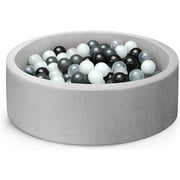 Gray Ball Pit, ∅ 2.75in 200 Balls Included, Memory Foam Ball Pits for Toddlers Soft Children Round Playpen 35 x 12 inch，White ball