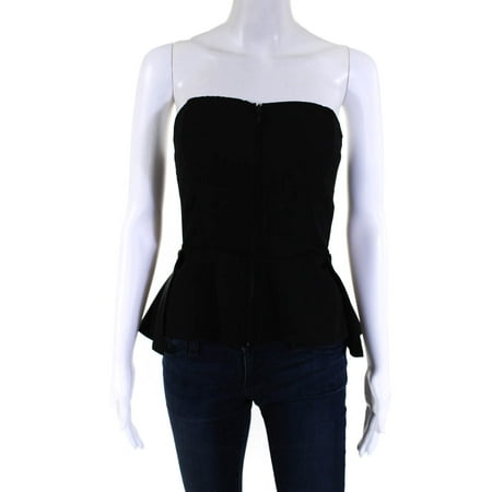 

Pre-owned|Guess By Marciano Womens Zip Front Solid Corset Blouse Top Black Size 4