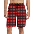 thumbnail image 6 of ZToonmas Men's Casual Pajama Shorts Bermuda Shorts Plaid Elastic Waist Drawstring Sports Fitness Shorts, 6 of 7