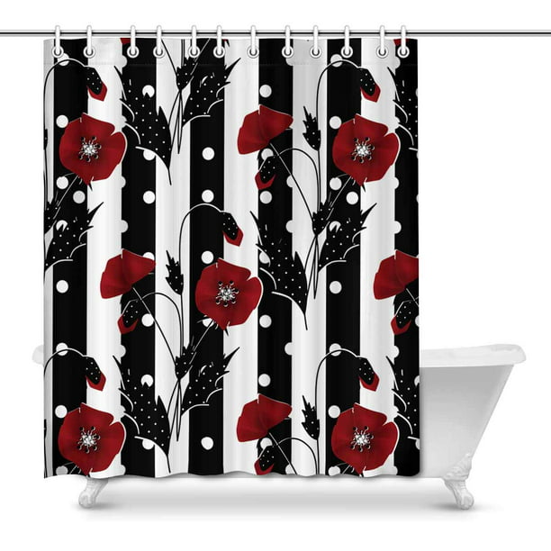 red shower curtain rod