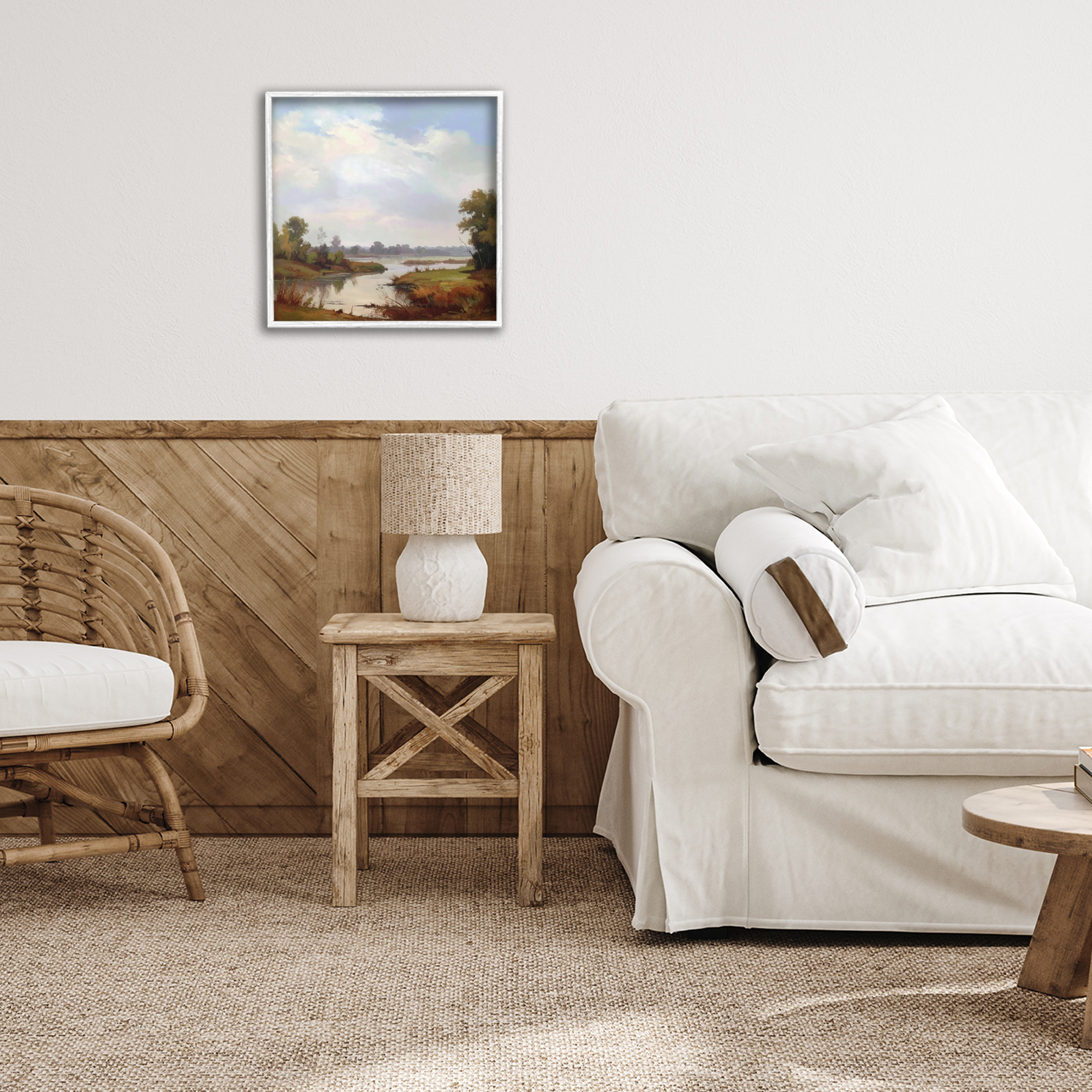 Stupell Industries Riverside Grove Landscape White Framed Giclee Art, design by Alonza Saunders