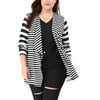 MODA NOVA Juniors' Plus Long Sleeve Mixed Striped Cardigan Black 3X