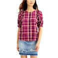thumbnail image 1 of I-N-C Womens Plaid Pullover Blouse purple M, 1 of 1